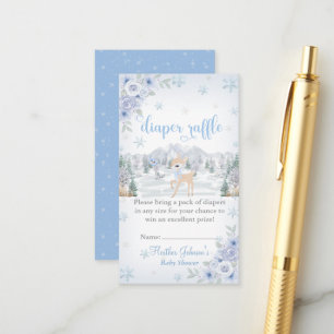 Winter Deer Blue Snowflake Baby Shower Enclosure Card