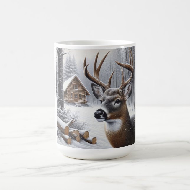 Winter deer/Buck art Coffee Mug (Center)