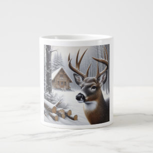 Winter deer/Buck art Large Coffee Mug