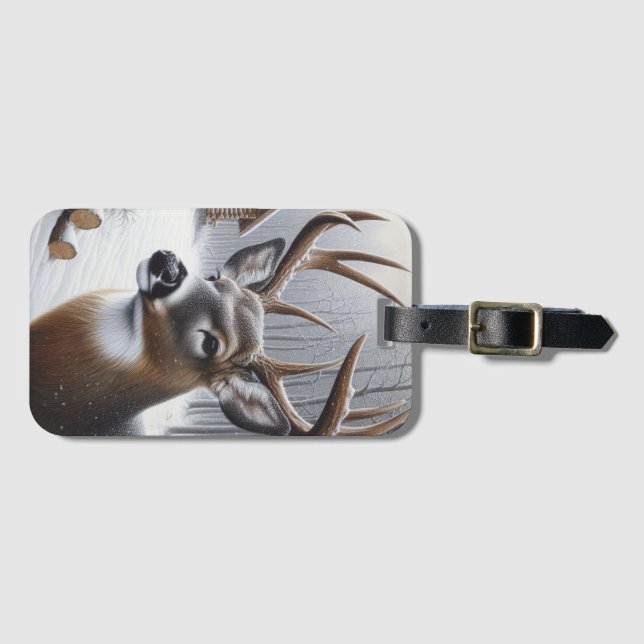 Winter deer/Buck art Luggage Tag (Front Horizontal)