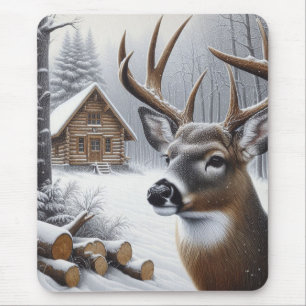 Winter deer/Buck art Mouse Mat