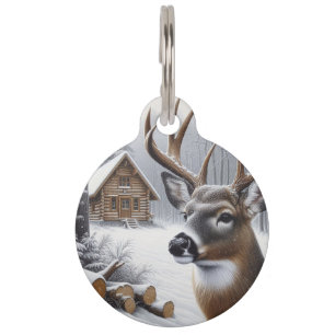 Winter deer/Buck art Pet Tag