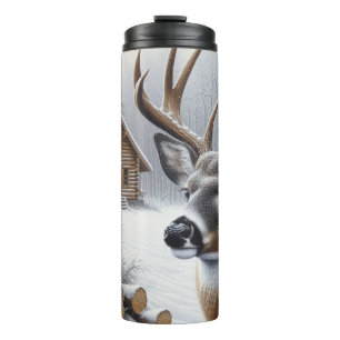 Winter deer/Buck art Thermal Tumbler