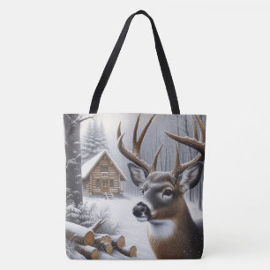 Winter deer/Buck art Tote Bag