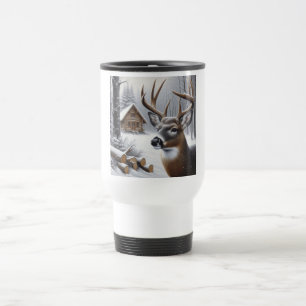 Winter deer/Buck art Travel Mug