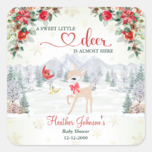 Winter Deer Christmas Snowflake Baby Shower