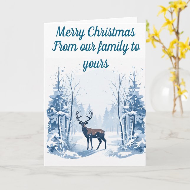 Winter Deer editable Christmas card (Yellow Flower)