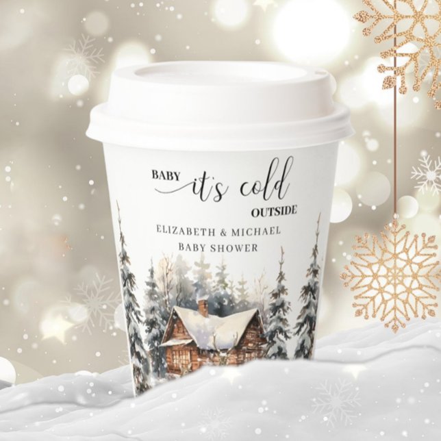 Winter Deer  Forest Baby It's Cold Outside Paper Cups (Creator Uploaded)