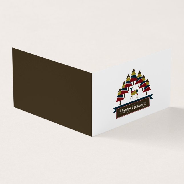 Winter Deer Forest, Family Photo Christmas Card (Outside)