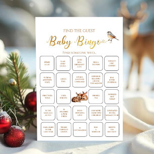 Winter Deer Forest Find The Guest Baby Bingo Game Invitation