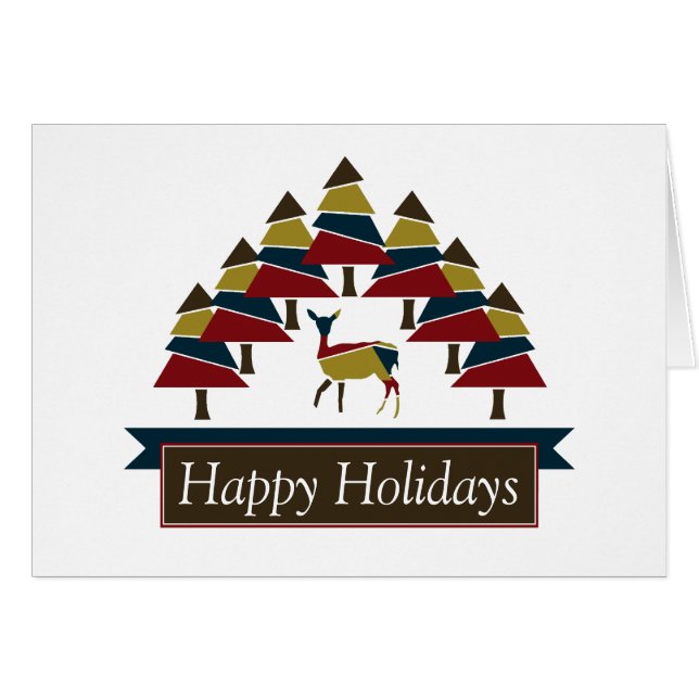 Winter Deer Forest Happy Holidays (Front Horizontal)