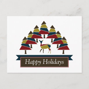Winter Deer Forest Happy Holidays Holiday Postcard
