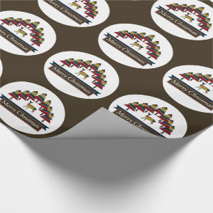Winter Deer Forest Merry Christmas Circled Wrappin Wrapping Paper