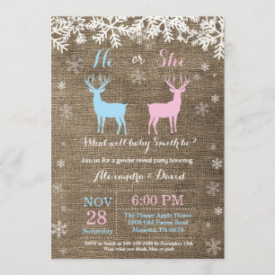 Winter Deer Gender Reveal Invitation