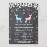 Winter Deer Gender Reveal Invitation<br><div class="desc">Winter Deer Gender Reveal Invitation. White Snowflake. He or She. Boy or Girl. Pink and Blue. Christmas Holiday Gingerbread Man. Chalkboard Background. Black and White. For further customisation,  please click the "Customise it" button and use our design tool to modify this template.</div>