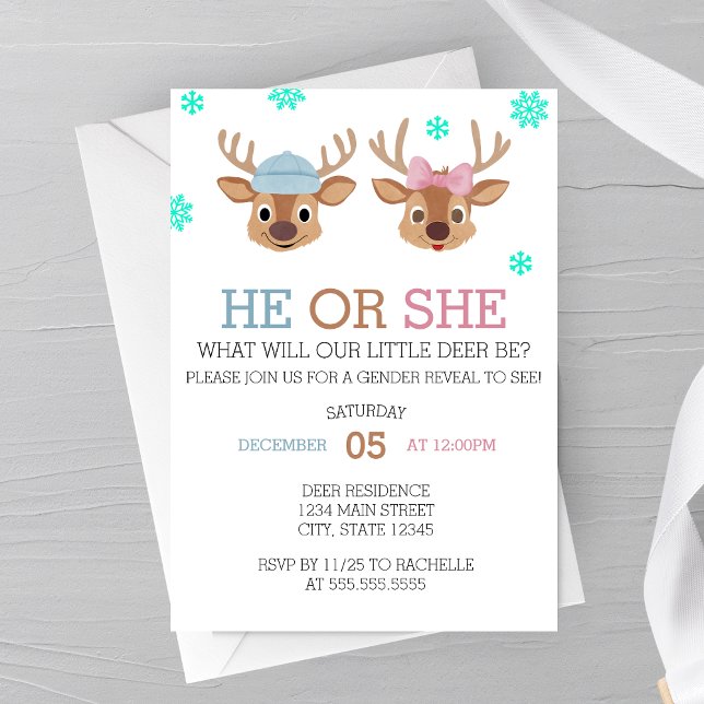 Winter Deer Gender Reveal Invitation (Creator Uploaded)