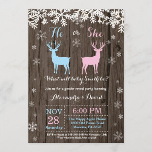Winter Deer Gender Reveal Invitation