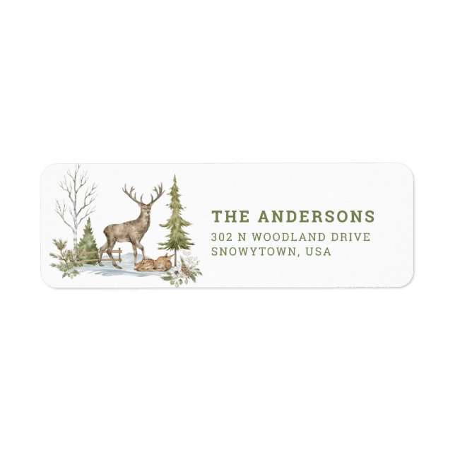 Winter Deer in the Snow |  address Label (Front)