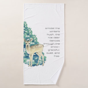 Winter Deer in the Snow – Wildlife Art Home Decor Bath Towel