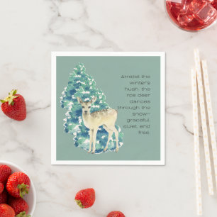 Winter Deer in the Snow – Wildlife Art Home Decor Napkin