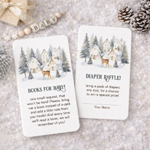 Winter Deer in Village Baby Shower Books for Baby Enclosure Card