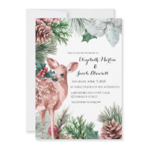 Winter Deer, Pinecones, and Holly Wedding