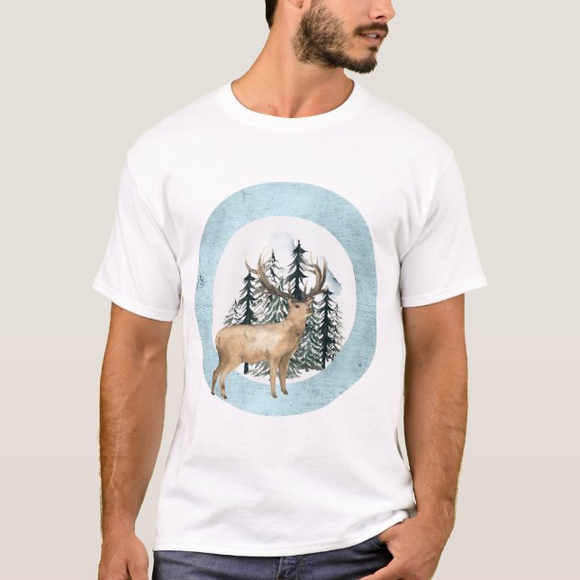 Winter Deer Scene T-Shirt (Front)