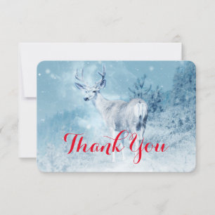 Winter Deer with Pine Trees Thank You Card