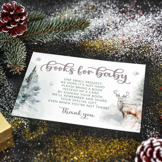 Winter Deer Woodland Books for Baby Enclosure Card (Creator Uploaded)