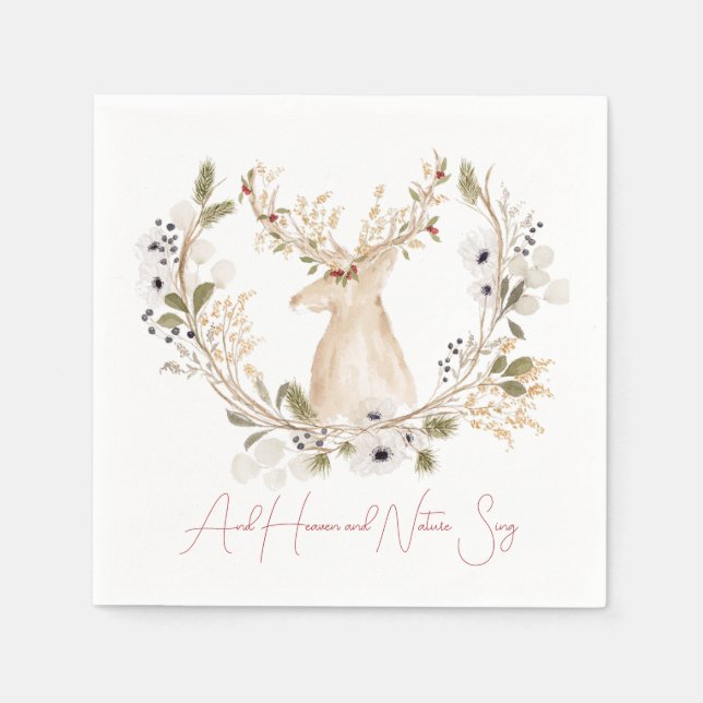 Winter Deer Wreath  Napkin (Front)