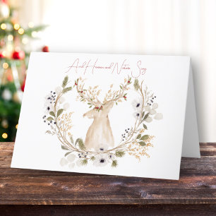 Winter Deer Wreath Thank You Card