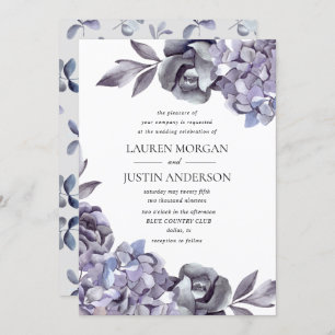 winter delicate hydrangea floral Wedding Invitation
