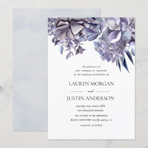 winter delicate hydrangea floral Wedding Invitation