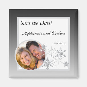Winter Diamond Wedding Announcement Magnet