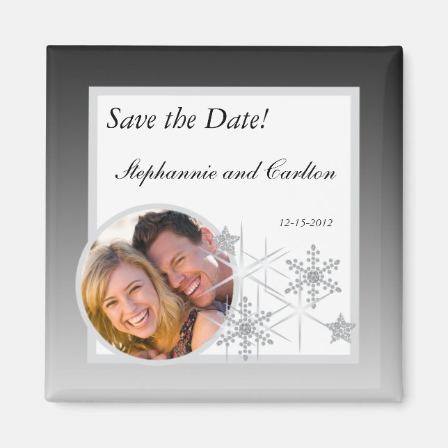 Winter Diamond Wedding Announcement Magnet (Front)