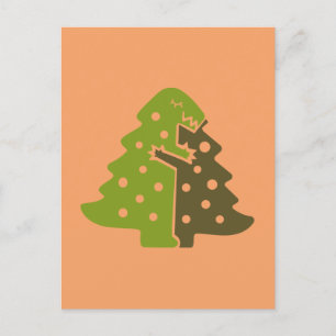 Winter Dinosaur Green Christmas Tree Holiday Party Postcard