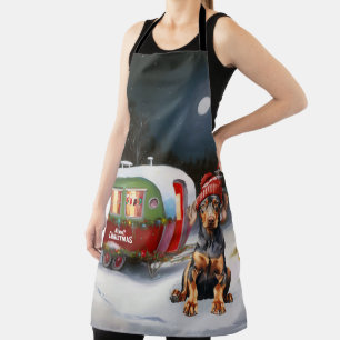 Winter Doberman Caravan Christmas Adventure  Apron