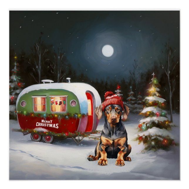 Winter Doberman Caravan Christmas Adventure  Poster (Front)