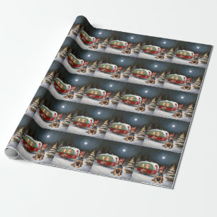 Winter Doberman Caravan Christmas Adventure Wrapping Paper