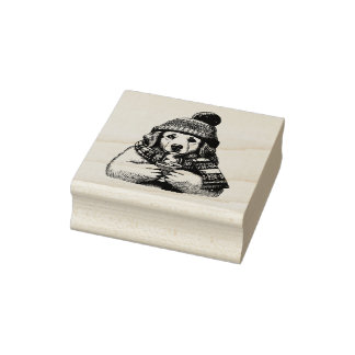 Winter Dog Cocoa Rubber Stamp