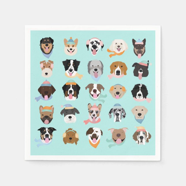 Winter Dog Faces Napkin (Front)