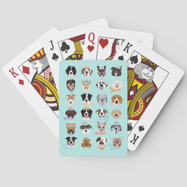 Winter Dog Faces Playing Cards (Back)