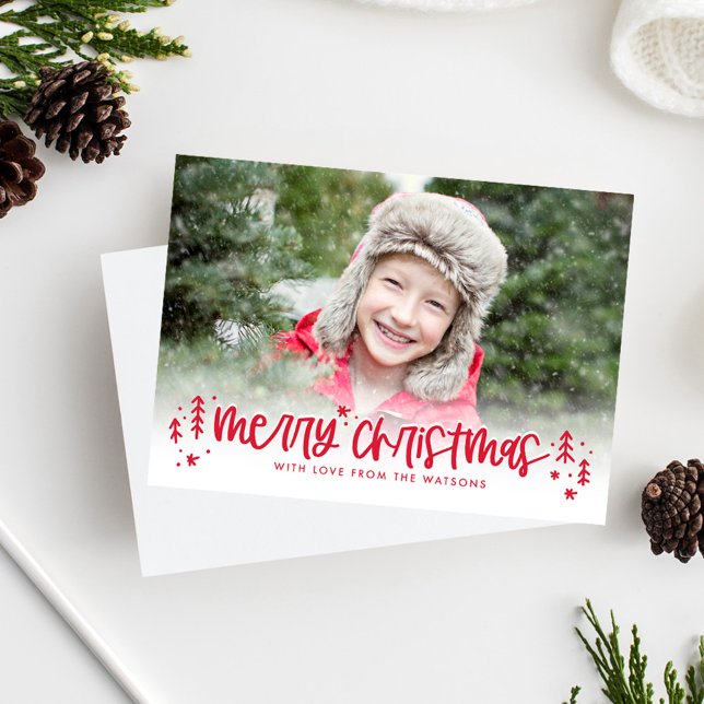 Winter Doodles Modern Christmas Photo Card (Creator Uploaded)