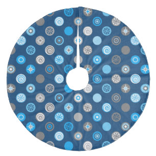 Winter Dots Blue and Grey Fleece Tree Skirt