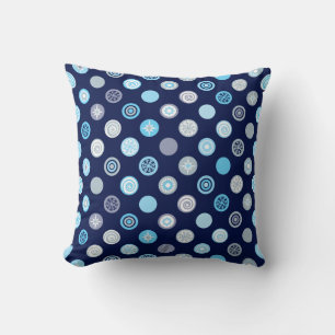 Winter Dots Blue Pattern Pillow