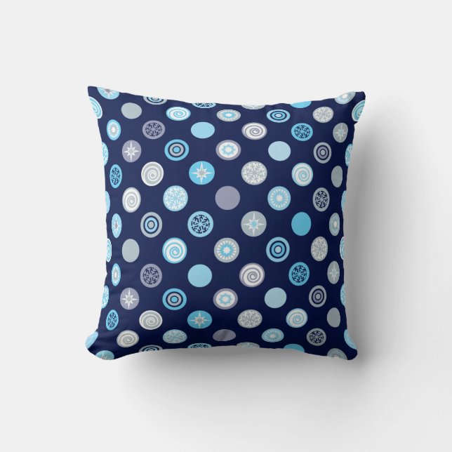 Winter Dots Blue Pattern Pillow (Front)