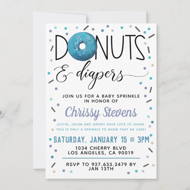 Winter Doughnut Baby Sprinkle Shower Invitation (Front)