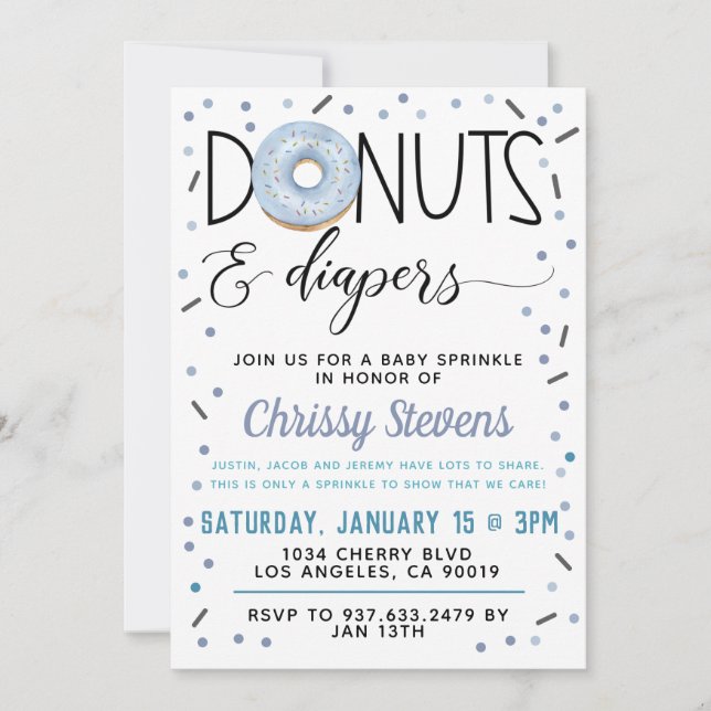 Winter Doughnut Baby Sprinkle Shower Invitation (Front)