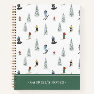 Winter Downhill Pattern Add Your Name Notebook