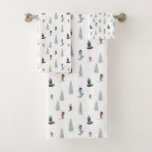 Winter Downhill Pattern Bath Towel Set<br><div class="desc">Check out this design featuring various downhill skiers and snowboarders.</div>